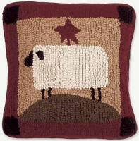 Sheep Pillow Hooked Wool