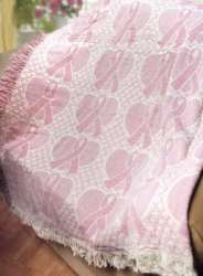 Pink Ribbon Basket Weave Throw